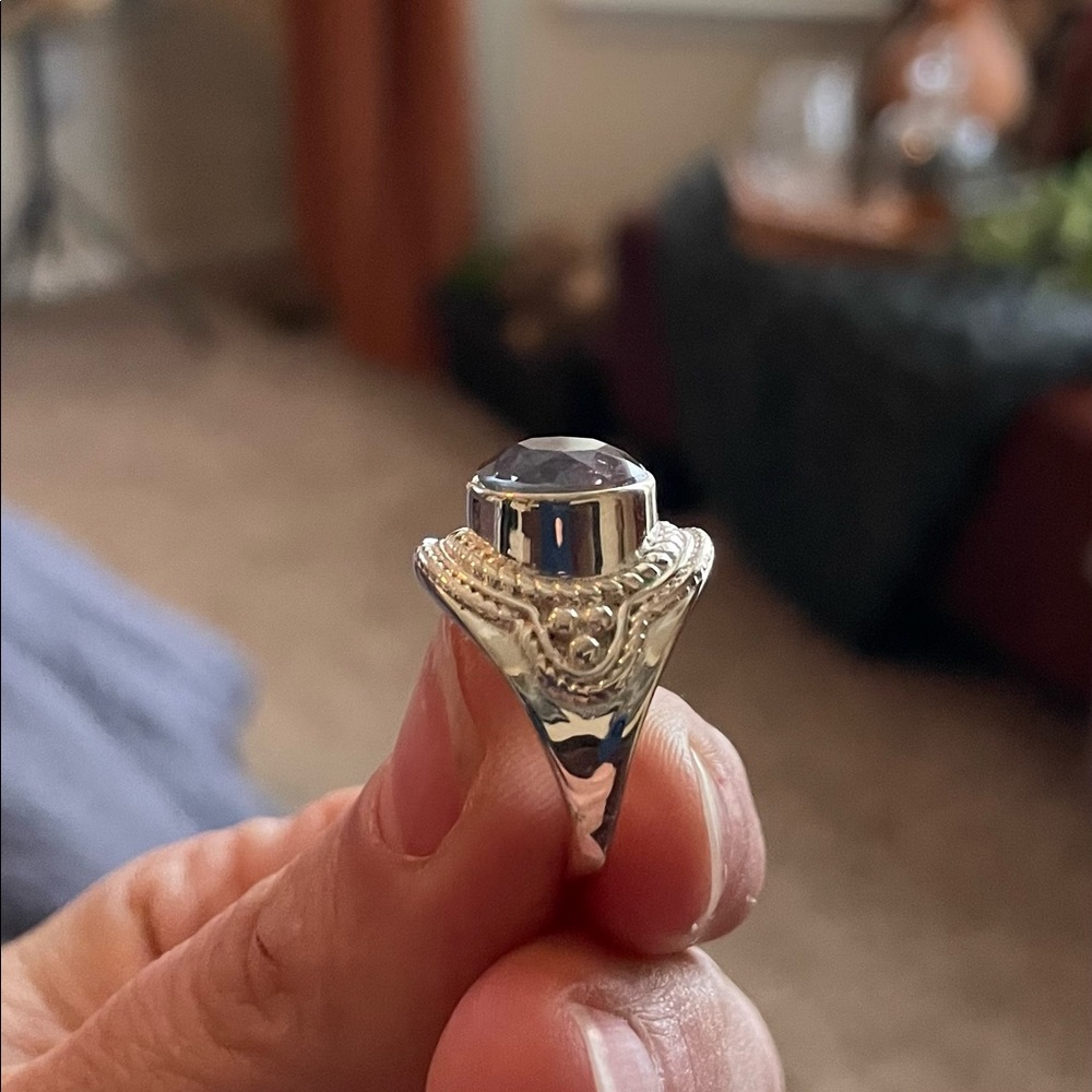 Solid Sterling Silver Size 7 1/2 Rainbow Topaz Ri… - image 6